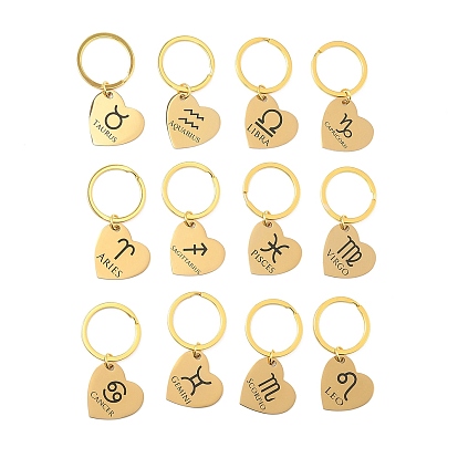 201 брелки из нержавеющей стали, сердце с двенадцатью созвездиями