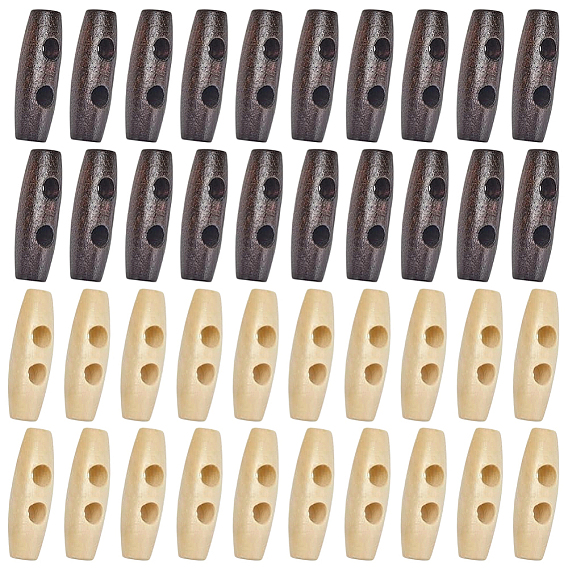 40piezas 2botones de madera natural de colores, botones de palanca de bocina, 2 agujero, para coser accesorios