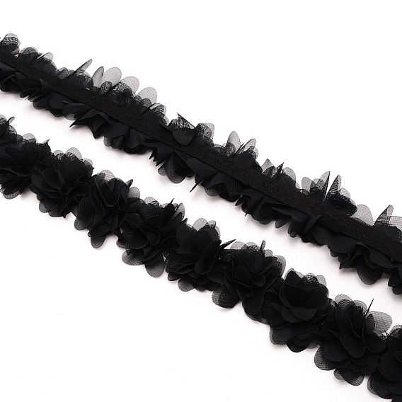 3d Chiffon-Spitzenbesatz, Applikationsband zur Dekoration, Blume