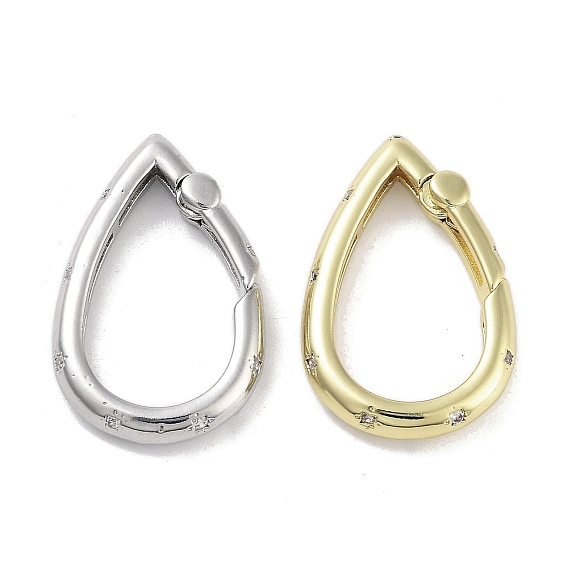 Латунный микро pave прозрачный кубический цирконий пружинные кольца, долговечный, без свинца и без кадмия, слеза