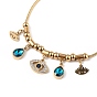 Rhineston Teardrop & Eye Charm Bracelet, Ion Plating(IP) 304 Stainless Steel Jewelry for Women