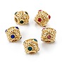 Brass Micro Pave Cubic Zirconia Beads, Round, Long-Lasting Plated, Real 18K Gold Plated