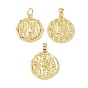 Латунные микропаве прозрачные подвески с фианитом, без кадмия, без никеля и без свинца, плоско-круглые, монета медаль, с целью перехода в кольце