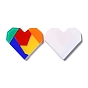 Acrylic Cabochons, Heart with Color-block Abstract Geometric Pattern, for DIY Earring Clip Supplies
