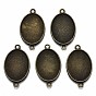 Tibetan Style Oval Alloy Cabochon Connector Settings, Cadmium Free & Lead Free