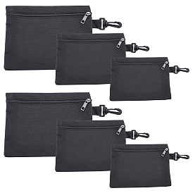 Nbeads 6Pcs 3 Style Oxford Cloth PVC Waterproof Coating Bag, with Plastic Clasp and Alloy Zipper Puller, Automotive Accessories, Rectangle
