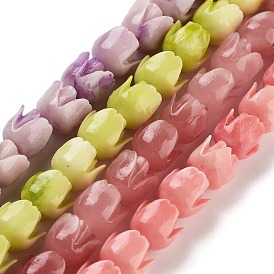 Synthetic Shell Beads Strands, Dyed, Rose Flower