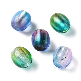 Painted Acrylic Beads, with Glitter Powder, Oval