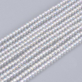 Electroplate Glass Beads Strands, Round, AB Color Plated