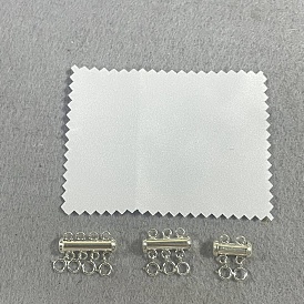 3 pièces 925 fermoirs coulissants en argent sterling avec anneaux à ressort, Tube, avec tissu en daim, chiffon de polissage argenté