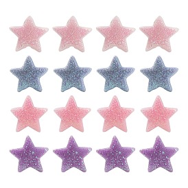 80Pcs 4 Colors Opaque Acrylic Beads, with Glitter Powder, Star