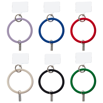 6 conjuntos 6 conjunto de accesorios de llavero de colores, con muñequera de silicona, encanto de aleación y cierres de anillo de resorte, tarjeta de enchufe de teléfono móvil de plástico