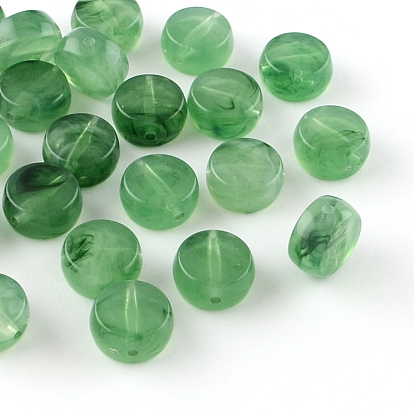 Flat Round Imitation Gemstone Acrylic Beads, 14x7mm, Hole: 1.5mm, about 470pcs/500g
