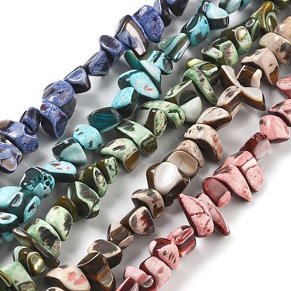 Окрашенные нити натуральных бусин-ракушек трохуса, самородки