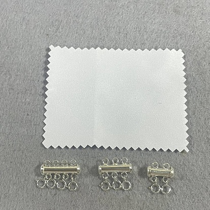 3 pièces 925 fermoirs coulissants en argent sterling avec anneaux à ressort, Tube, avec tissu en daim, chiffon de polissage argenté
