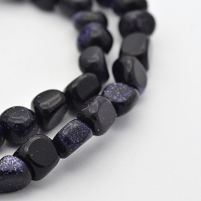 Synthetic Blue Goldstone Bead Strands, Tumbled Stone, 5~7x5~7mm, Hole: 1mm, about 15.7 inch