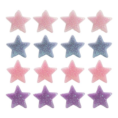 80Pcs 4 Colors Opaque Acrylic Beads, with Glitter Powder, Star