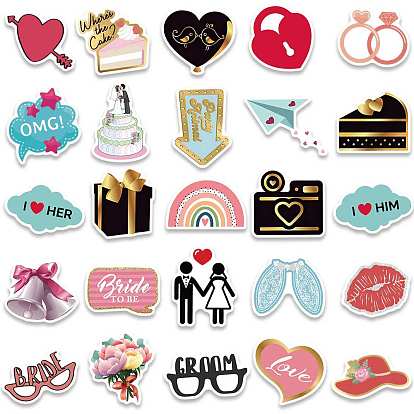 Valentine's Day PVC Self Adhesive Sticker Labels, Waterproof Decals, for Suitcase, Skateboard, Refrigerator, Helmet, Mobile Phone Shell
