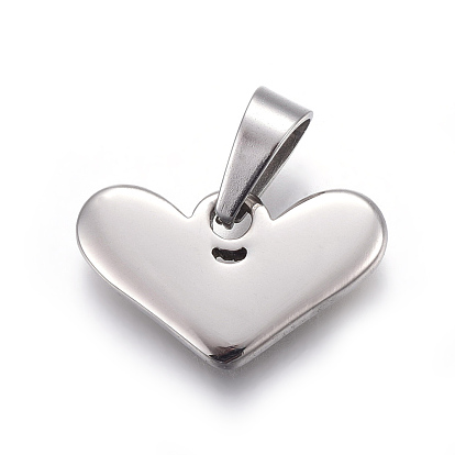 304 Stainless Steel Stamping Blank Tag Pendants, Heart