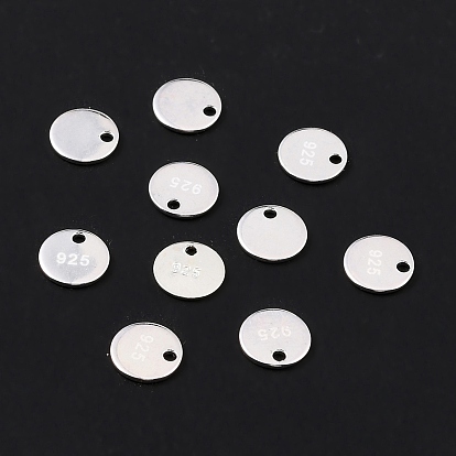 925 Sterling Silver Chain Tabs, Carved  with 925, Flat Round Charms