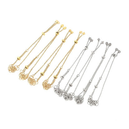 8Pcs 2 Style Adjustable 304 Stainless Steel Slider Bracelet Making, Macrame Pouch Bracelet Making for Stone Holder, with 201 Stainless Steel Chain Tabs