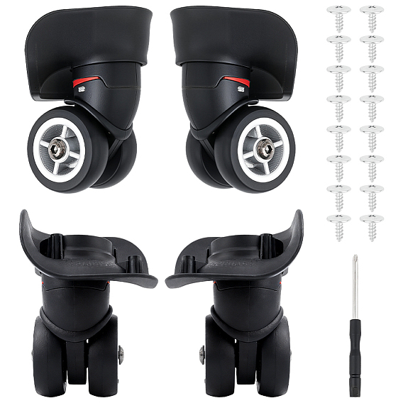 4Pcs ABS Plastic Replacement Luggage Wheel, Furniture Caster & 1Pcs Carbon Steel Cross Head Screwdrivers