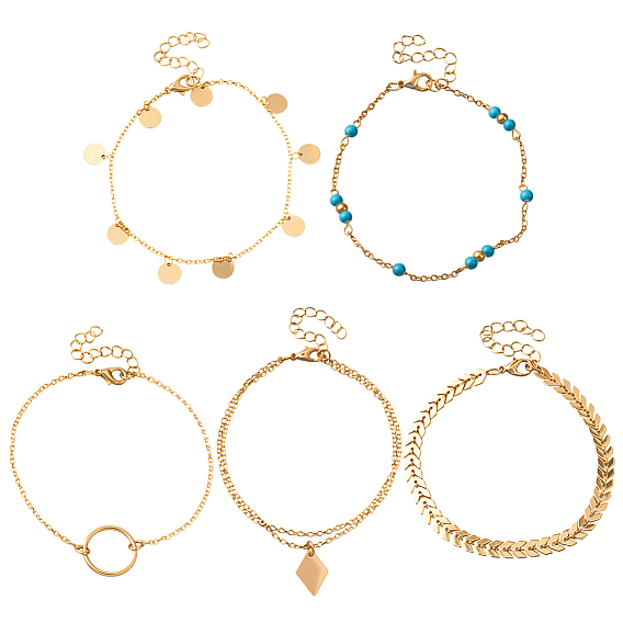 2сумки 10шт. браслеты на ногу из железа, сплава и синтетических бирюзовых бусин и браслеты с подвесками