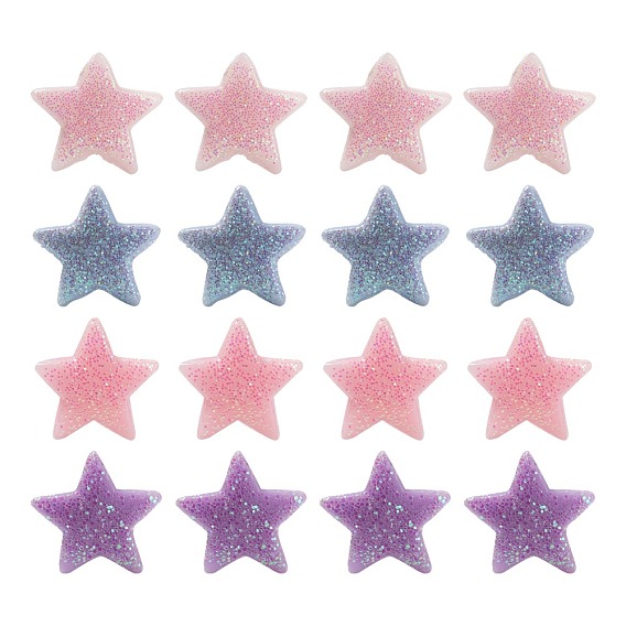 80Stk. 4 Farben undurchsichtige Acrylperlen, mit Glitzerpulver, Stern