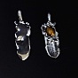Gemstone Big Pendants, Platinum Plated Alloy Feather Charms