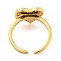 Brass Micro Pave Cubic Zirconia Open Finger Ring, with Enamel, Cadmium Free & Lead Free, Long-Lasting Plated, Heart