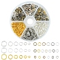 60G 6 Styles DIY Brass & Iron Open Jump Rings Sets, Round Ring