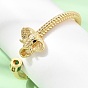 Brass Pave Cubic Zirconia Elephant Open Cuff Bangles for Women, Long-Lasting Plated, Cadmium Free & Lead Free, Real 18K Gold Plated, Rack Plating