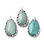 Природные подвески амазонит, покрытие стойки латунные подвески-капли, ручная пайка, без кадмия и без свинца