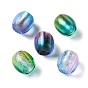 Painted Acrylic Beads, with Glitter Powder, Oval
