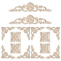 14 pièces 3 styles applique artisanale en bois naturel sculpté, décoration de la maison de meubles onlay non peints, formes mixtes
