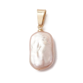 Подвески из натурального барочного жемчуга кеши, прямоугольные подвески 201 с защелками из нержавеющей стали, розовые