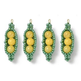 Подвески из стеклянных бусин в форме гороха, с 304 кольцами из нержавеющей стали, реальный 18 k позолоченный