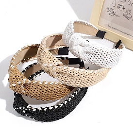 Fashion Polyester Weave Hair Bands, Wide Twist Knot Hair Accessories for Women Girls