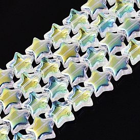 Electroplate Transparent Glass Beads Strands, Star, AB Color Plated, Half Plated