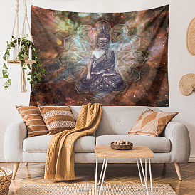 Polyester Yoga Theme Wall Hanging Tapestry, Meditation Tapestry for Bedroom Living Room Decoration, Rectangle
