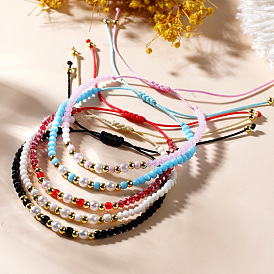 Элегантные браслеты из плетеного бисера с имитацией жемчуга, стекла и латуни для женщин., рондель