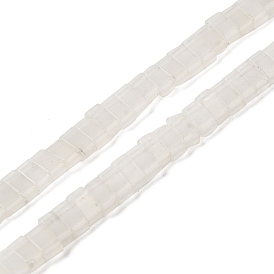Natural White Jade Beads Strands, 2-Hole, Rectangle