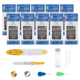 NBEADS DIY Kit, with Plastic Bead Containers, Alloy Rings, Thread Guide Tool, Stainless Steel U Shaped Scissors, Seam Ripper, Iron Sewing Thimbles & Sewing Needle