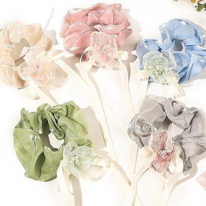 Цветочные тканевые эластичные аксессуары для волос для женщин, резинка для волос / резинки для волос