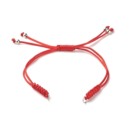 Adjustable Nylon Braided Cord Bracelet Making Accessories, with Brass Beads and 304 Stainless Steel Jump Rings