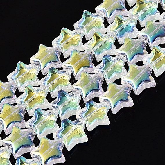 Electroplate Transparent Glass Beads Strands, Star, AB Color Plated