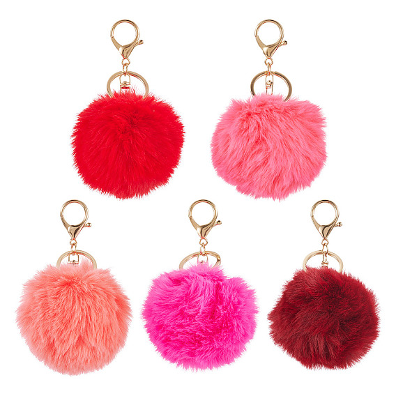5 шт. 5 цвета брелки из сплава, с волосяной луковицей, плюшевый мяч, круглые, золотой свет