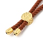 Twisted Nylon Cord Silder Bracelets, Link Bracelet Making for Connector Charm, with Long-Lasting Plated Golden Brass Cord End & Alloy Tree of Life