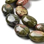 Natural Unakite Beads Strands, Flat Oval