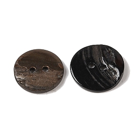 Кнопка из натуральной ракушки, окрашенные, 2-луночное, плоско-круглые
